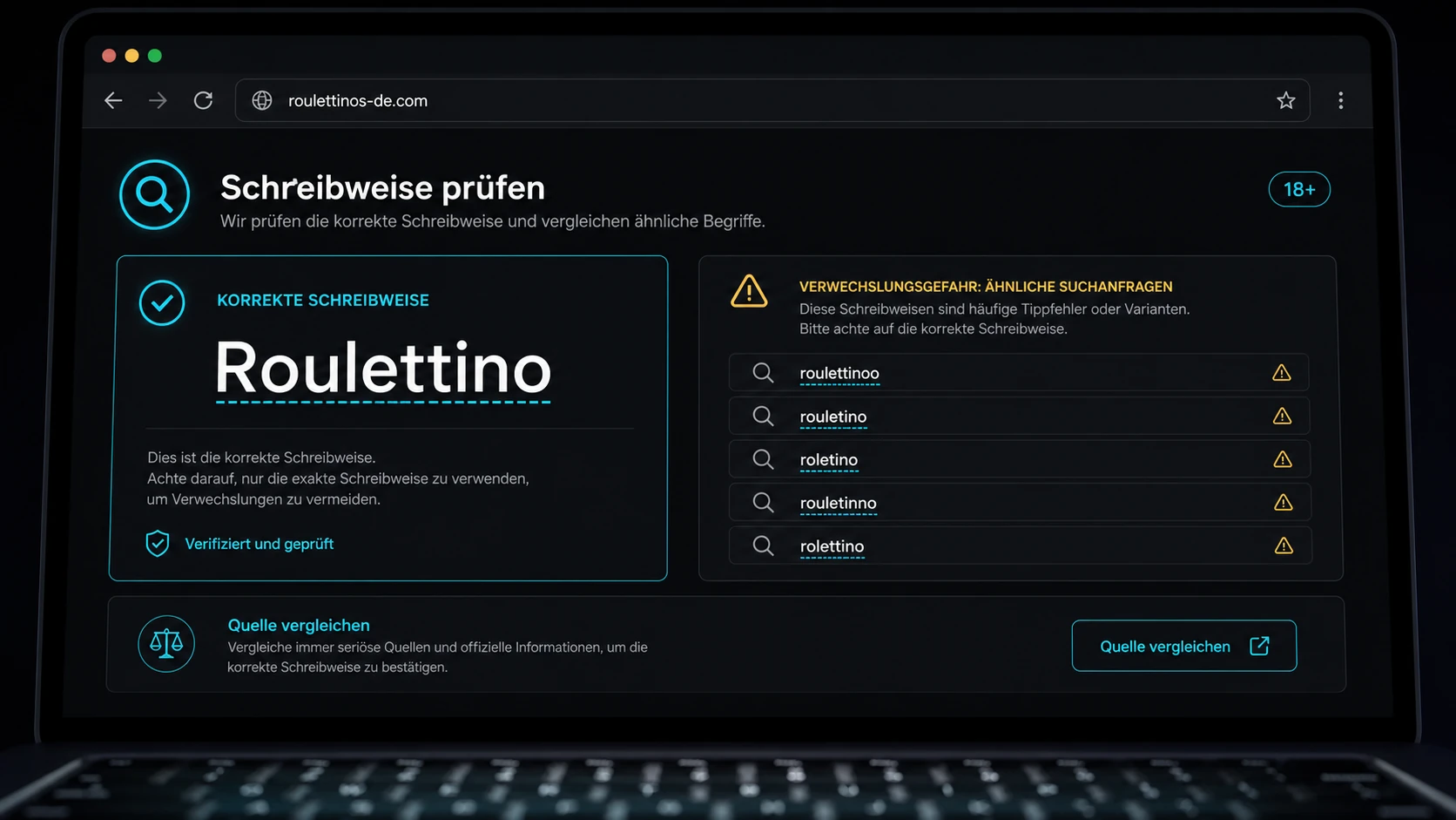 Rouletino und Rouletino Casino als Schreibvarianten prüfen