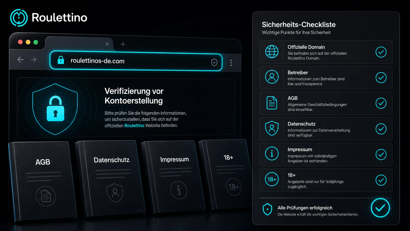Offizielle Domain, Betreiber und AGB prüfen
